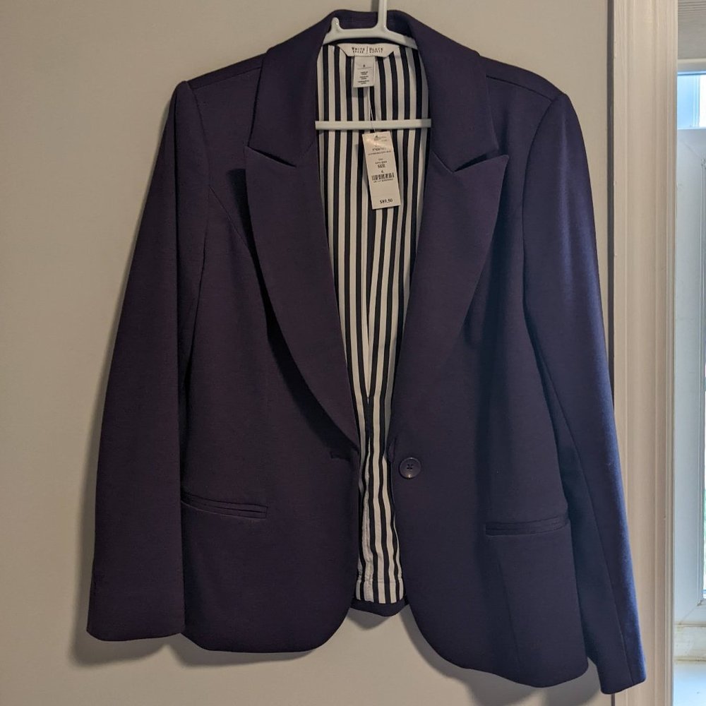 White House Black Market Knit Blazer Gothic Grape